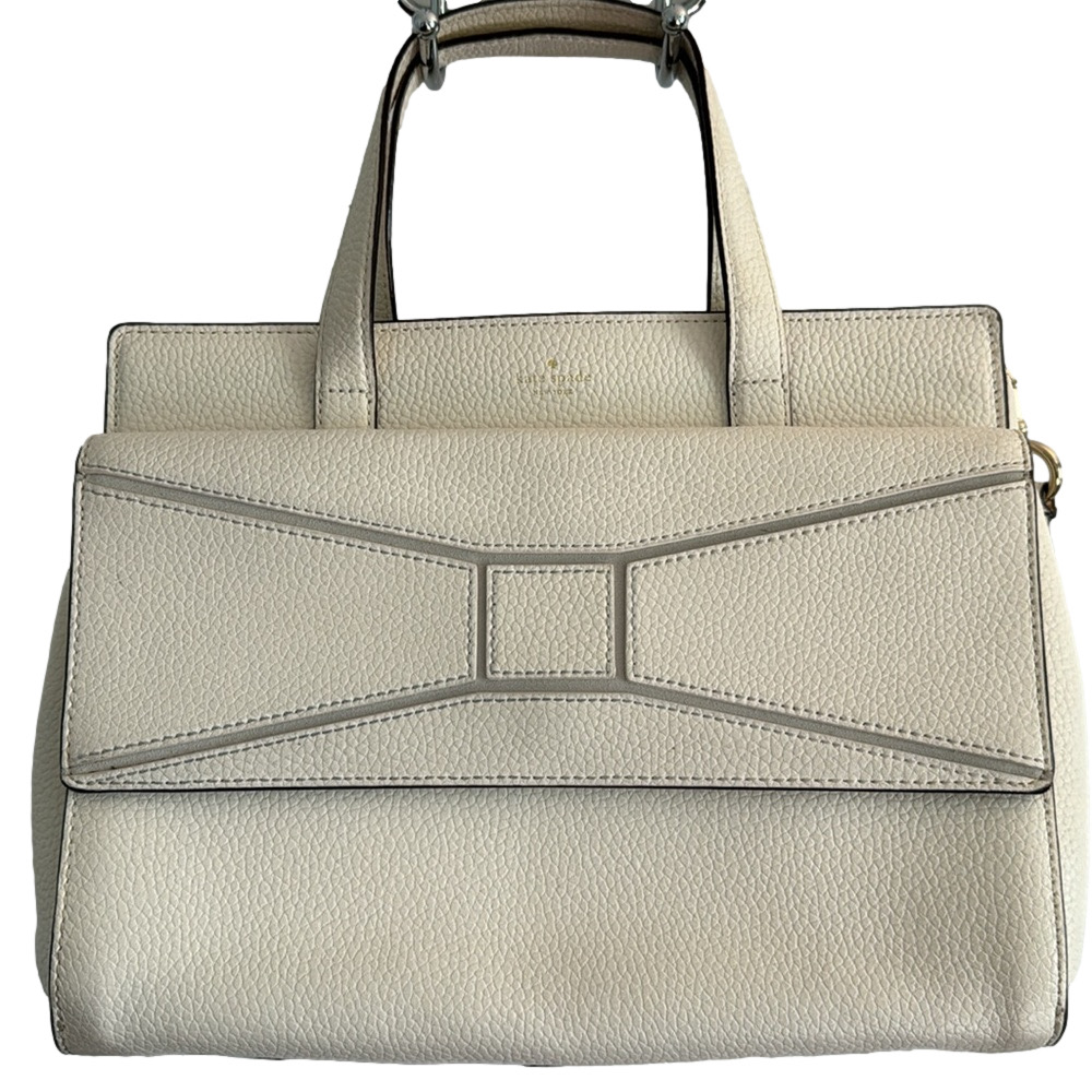 KATE SPADE ♠️ Leather Chantal Bridge Place Cream White Bow Satchel Shoulder Bag - Picture 2 of 13